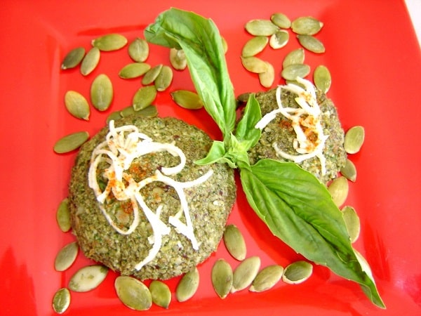 Mediterranean Polpettini - on a red ceramic plate - vegan patties recipes - summer