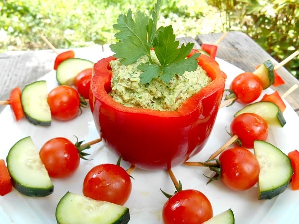 Parsley Paté in red pepper - Dips-Pates - bathing suit syle - healing indigo food - picnic