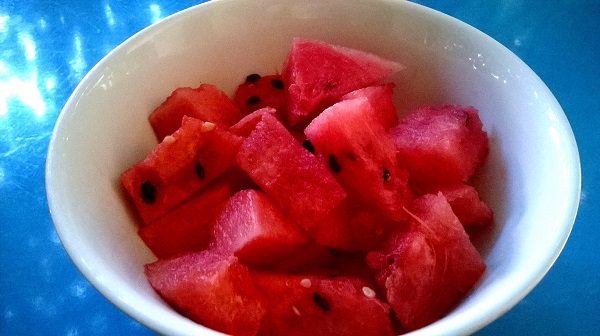Watermelon in a bowl - healing yellow food colour - digestion