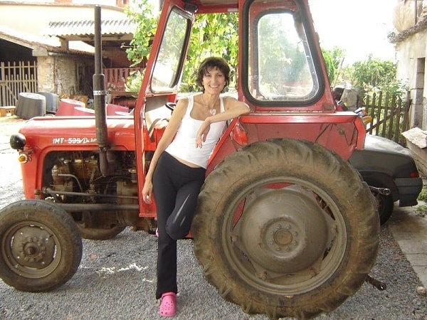 Simona Stepancic with a tractor